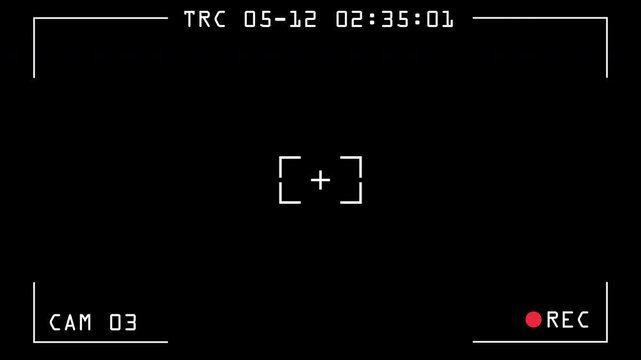 Clean security camera frame overlay with REC icon and timer counter. 4K UHD asset for filmmaking and digital monitoring scenes.