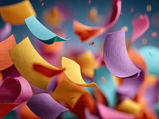 Paper sheets floating in air, motion concept.