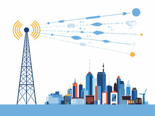 Obraz premium A minimalist image of power lines against a serene blue sky. Perfect for concepts relating to energy, infrastructure, or communication networks.