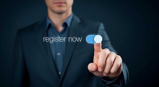 Businessman registering now with modern interface
