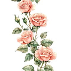 Floral Elegance: Capturing the timeless beauty of delicate roses, with soft petals and lush greenery. A seamless floral border perfect for adding a touch of romance to any design.