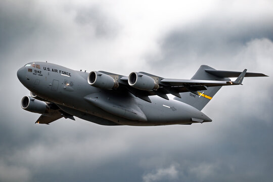 Boeing C-17A Globemaster III heavy military transport airplane designed for strategic airlift, cargo delivery, and global deployment missions