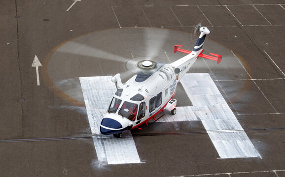 AgustaWestland AW169 helicopter, now produced by Leonardo, operated by HeliService Emden for offshore and transport missions