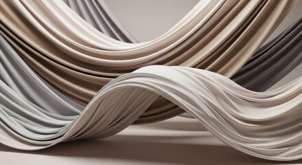 Elegant flowing fabric draped in soft neutral tones creating a serene and sophisticated visual appeal for luxury branding.