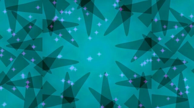 Green Kaleidoscope Pattern with Geometric Shapes and Sparkles