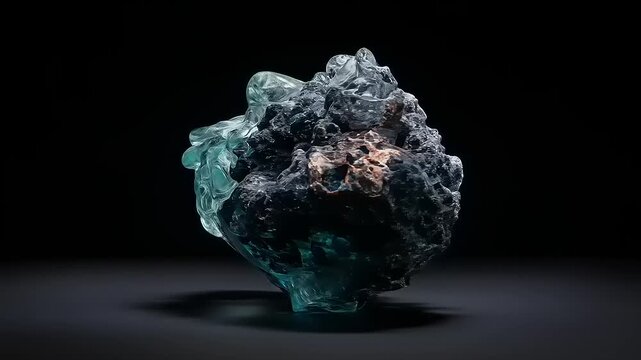 Rotating Mineral Specimen with Iridescent Colors.