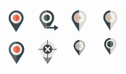 Flat GPS location map pin icons navigation app vector set