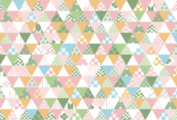 【春の背景素材】伝統文様のカラフルな和柄イラスト