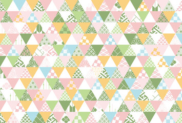 【春の背景素材】伝統文様のカラフルな和柄イラスト