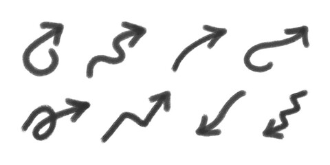 Fototapeta premium Hand Drawn Black Marker Arrow Set with Curved and Wavy Shapes