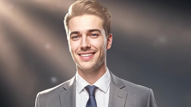 Confident Portrait: A handsome, well-groomed man in a sophisticated suit, exudes confidence and charm. The background subtly accentuates his presence.