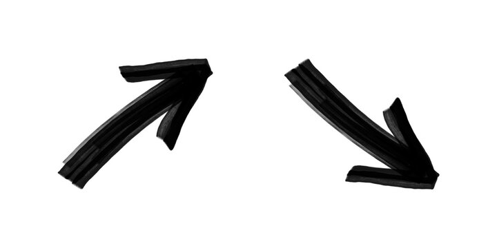 Pair of Bold Black Hand Drawn Marker Arrows Pointing Upward and Downward