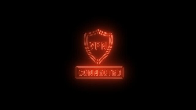 Glowing neon VPN Virtual Private network protocol concept. Motion graphics of VPN network idea. personal networking concept.4k video animation
