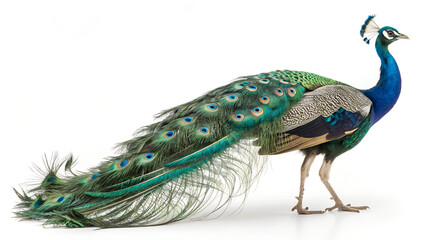 Obraz premium peacock stand isolated on white background