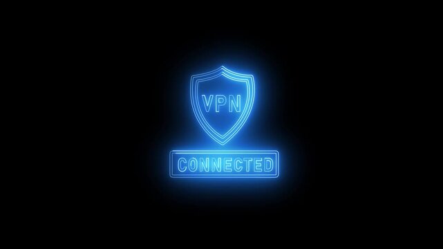 Glowing neon VPN Virtual Private network protocol concept. Motion graphics of VPN network idea. personal networking concept.4k video animation