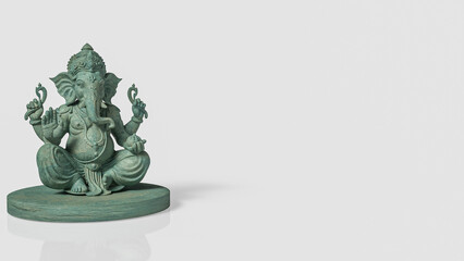 Fototapeta premium Antique Green Ganesha Statue Isolated 3d render.