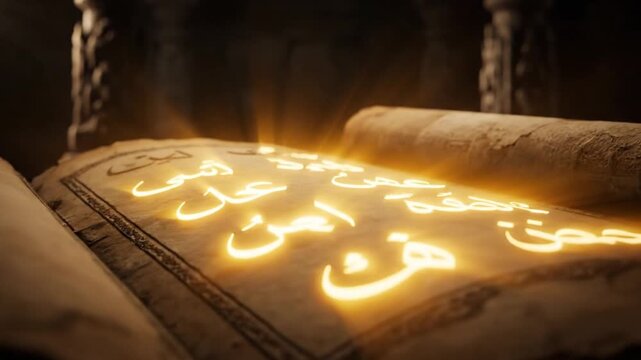 Exploring Ancient Scrolls and Historic Script in a Dimly Lit Archive