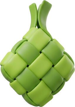 3D Ketupat Lebaran Eid Food Illustration PNG