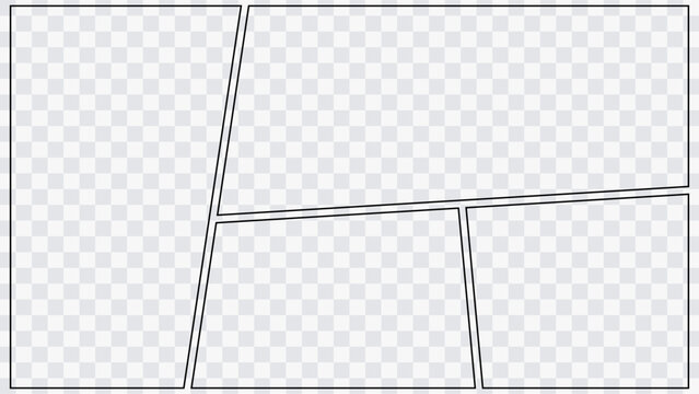 Minimal comic book page grid with dynamic diagonal panel. Manga template isolated for webtoon and cartoon design.