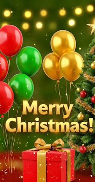 Merry Christmas Balloons Festive Holiday Background