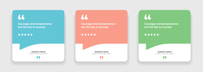 Fototapeta premium 3D bubble testimonial banner, quote, infographic. Social media post template designs for quotes. Empty speech bubbles, quote bubbles and text box. Vector Illustration EPS10.