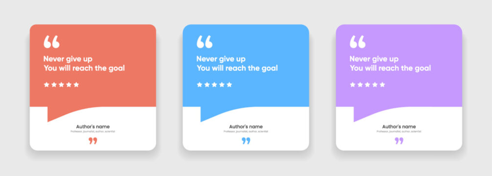 3D bubble testimonial banner, quote, infographic. Social media post template designs for quotes. Empty speech bubbles, quote bubbles and text box. Vector Illustration EPS10.