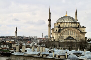 Architectural Detail of Nusretiye Mosque, Ottoman Baroque Columns and Arches, Istanbul