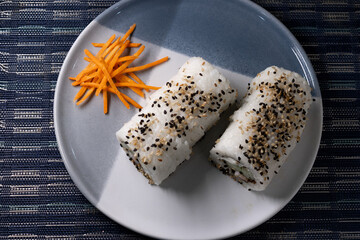 two sushi rolls top shot © DC