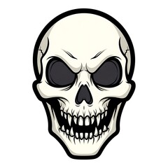 Cartoon Skull with Menacing Expression.