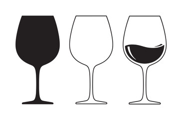Wine glasses vector illustration set