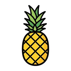 Colorful Cartoon Pineapple Illustration.