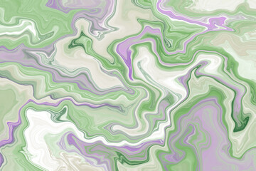 Fototapeta premium Swirling patterns of green and magenta color scheme marble ink textures, that combination colors create a beautiful abstract background