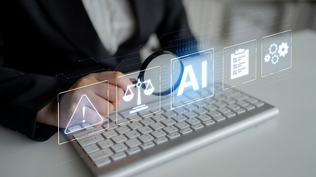 Concept of Artificial Intelligence in legal and regulatory technology. AI systems are used for risk management, process automation, and ensuring compliance with laws and policies. Fermion