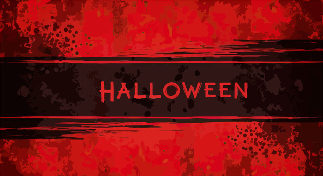 Fundo gr&aacute;fico assustador de Halloween com texto em estilo grunge e respingos de tinta vermelha e preta, perfeito para celebra&ccedil;&otilde;es.