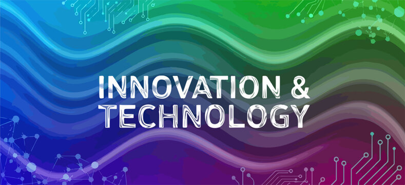 Sfondo astratto e vibrante con onde digitali e circuiti, evidenziando i concetti di innovazione e tecnologia.