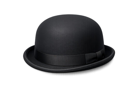 Stylish black bowler hat resting, a classic derby hat fashion accessory, vintage men's formal headwear isolated