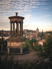 Calton Hill with Dugald Stewart Monument at Sunset, Edinburgh