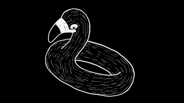 Wiggly hand-drawn pool float flamingo animal on transparent background 