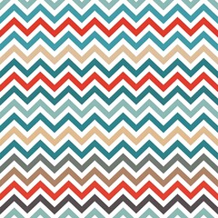 A vibrant, repeating chevron pattern featuring stripes of diverse colors on a white backdrop, creating a visually dynamic texture