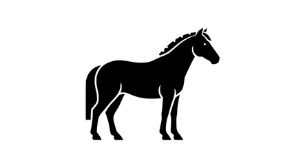 Obraz premium Flat horse icon vector simple standing animal silhouette design