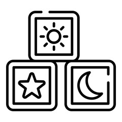 Baby blocks toy black line icon