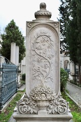 Handcrafted Floral Motifs on an Ottoman Period Marble Tombstone