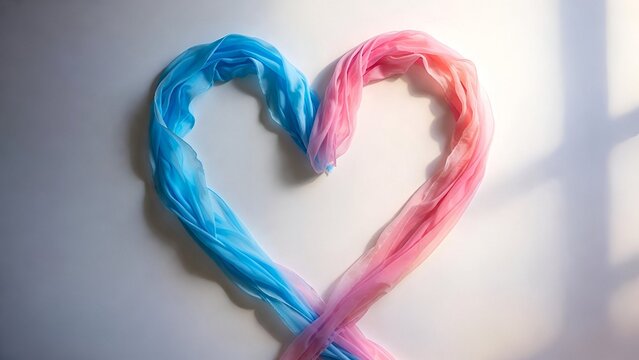 Blue and Pink Fabric Heart Symbol for World Birth Defects Day Awareness
