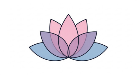 Fototapeta premium Minimalistic lotus flower icon with pastel colors and simple design elements on a white background symbolizing serenity and spiritual growth