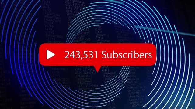 YouTube subscriber count displayed on a modern digital background animation