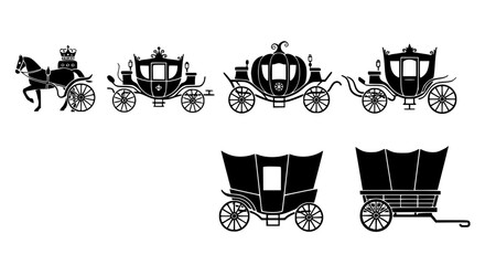 Vintage carriage silhouette set royal and Victorian wagon vector collection © MdAmzad