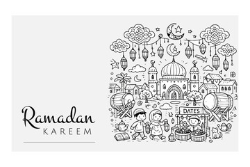 Ramadan Greeting Card City View Minimalist Design