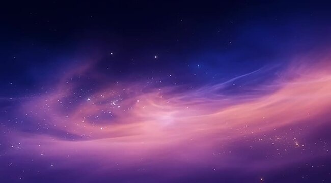 A celestial ballet of violet and pink hues swirling amidst distant stars