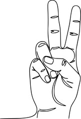 Three fingers icon. Continuous outline of a Three fingers icon, Number three Hand gesture language alphabet continuous line drawing design. Sign and symbol of hand gestures.