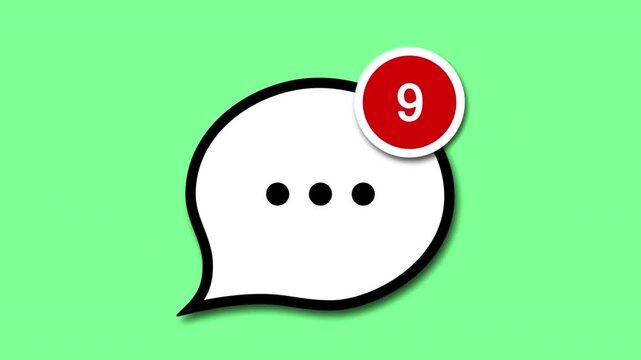 White speech bubble with unread message count notification graphic design animation